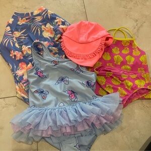 Vibrant Kids' Swimsuit Collection with Tutu and Shell Designs